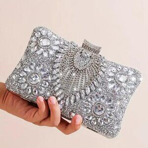 SILVER RHINESTONE EVENING BAG